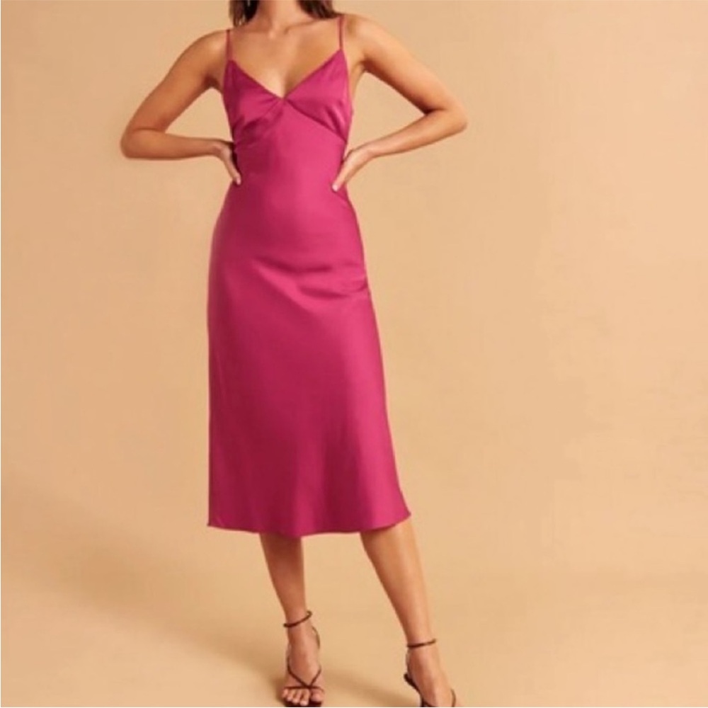 Abercrombie & Fitch Fuchsia Midi Dress